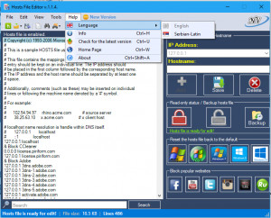 Hosts File Editor - náhled