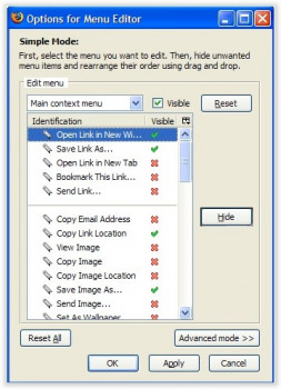 Menu Editor - náhled