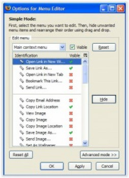 Menu Editor - náhled