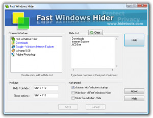 Fast Windows Hider - náhled
