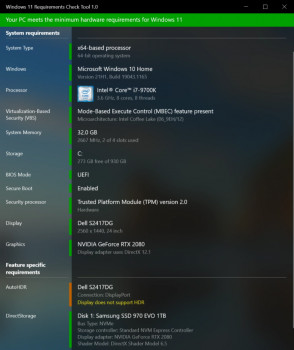 Windows 11 Requirements Check Tool - náhled