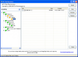 NT File Recovery - náhled