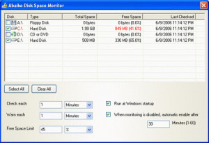 Abaiko Disk Space Monitor - náhled