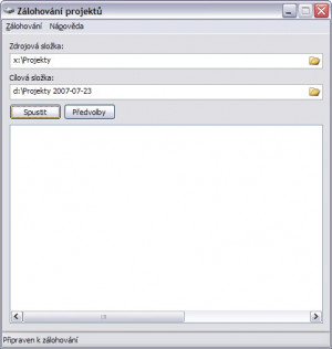 Zálohování projektů Visual C++ - náhled
