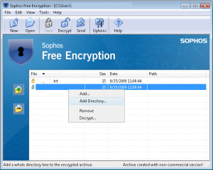 Sophos Free Encryption - náhled