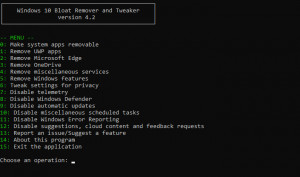 Windows 10 Bloat Remover and Tweaker - náhled