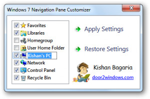 Windows 7 Navigation Pane Customizer - náhled