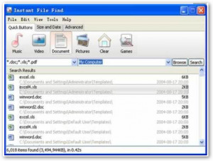 Instant File Find - náhled