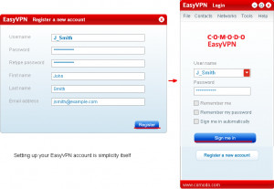 Comodo EasyVPN - náhled