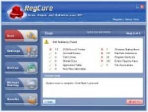 RegCure Registry Cleaner - náhled