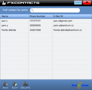 FxContacts - náhled