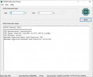 CPUID Instruction Viewer - náhled