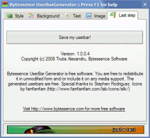 Bytessence UserbarGenerator - náhled