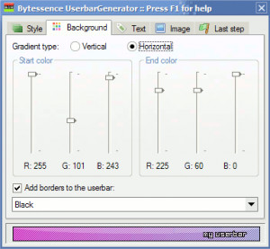 Bytessence UserbarGenerator - náhled