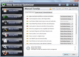 Vista Services Optimizer - náhled