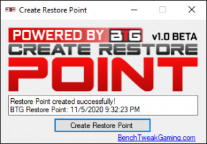Create Restore Point - náhled