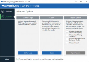Malwarebytes Support Tool - náhled