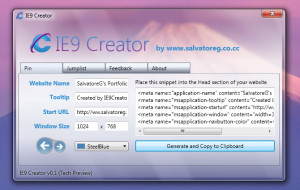 IE9 Creator - náhled