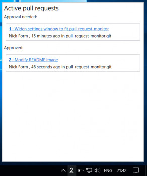 Pull Request Monitor - náhled