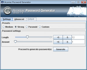 Aconiac Password Generator - náhled