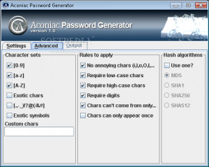 Aconiac Password Generator - náhled