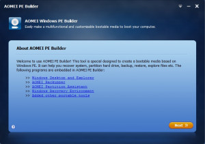 Aomei PE Builder - náhled