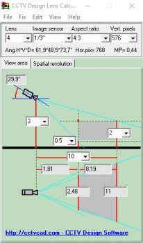 CCTV Design Lens Calculator - náhled