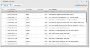 PowerChute Event Viewer - náhled