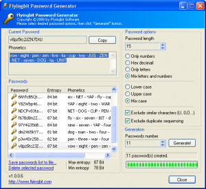 FlyingBit Password Generator - náhled