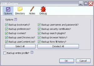 Firefox Extension Backup - náhled
