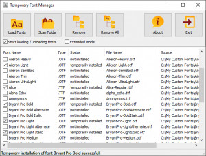 Temporary Font Manager - náhled