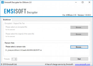 Emsisoft Decrypter for JSWorm - náhled