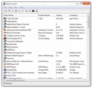 MyUninstaller - náhled