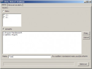 Záloha diskové struktury - náhled