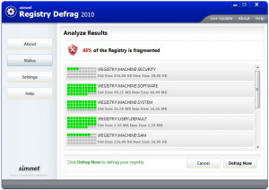Simnet Registry Defrag 2010 - náhled