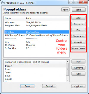 Folders Popup - náhled