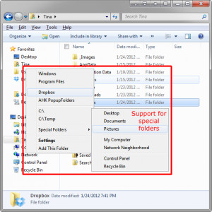 Folders Popup - náhled