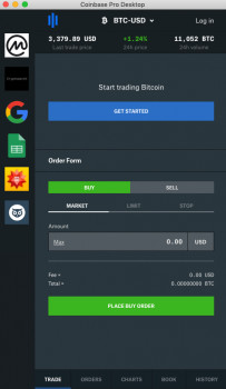 Coinbase Pro Desktop - náhled