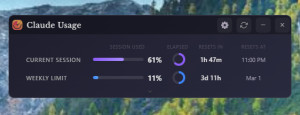 Claude Usage Widget - náhled