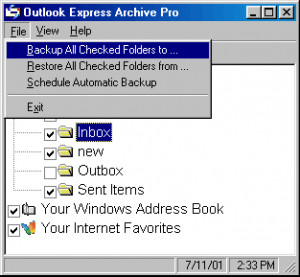 Outlook Express Archive Pro - náhled
