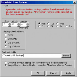 Outlook Express Archive Pro - náhled