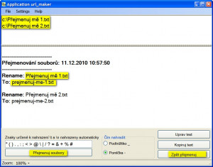Batch rename files to valid URL name - náhled