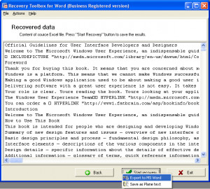 Recovery Toolbox for Word - náhled