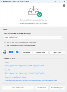 Setup Packager Intune - náhled