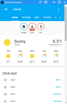 Home Assistant Taskbar Menu - náhled