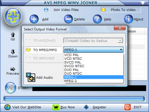 AVI MPEG WMV Joiner - náhled