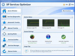 XP Services Optimizer - náhled