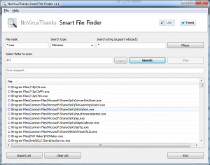 NoVirusThanks Smart File Finder - náhled