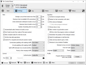 Tor Control Panel - náhled