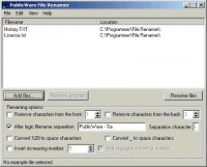 PublicWare File Renamer - náhled